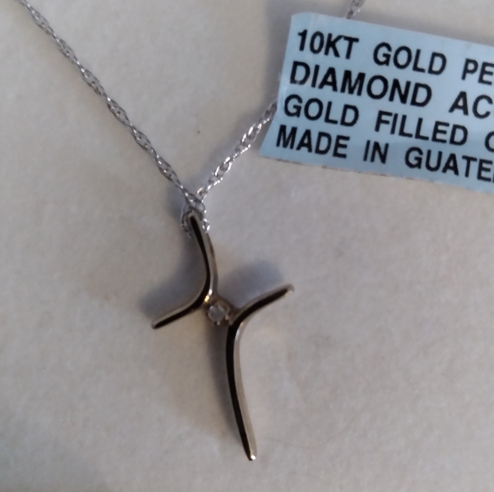 10K Gold Diamond Accent Cross Pendant